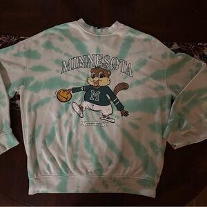 H&M Minnesota Tie-Dye Crewneck Sweater - Green and White